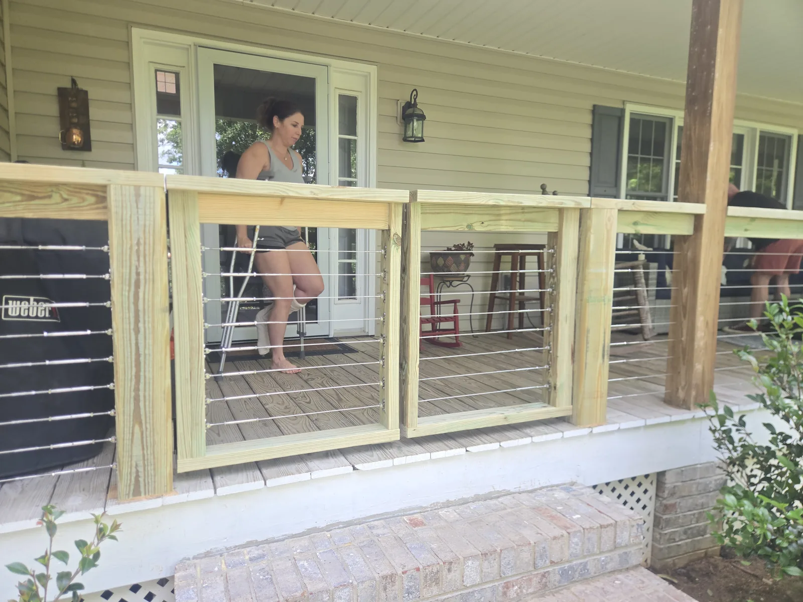 Exterior porch after cable railing installation